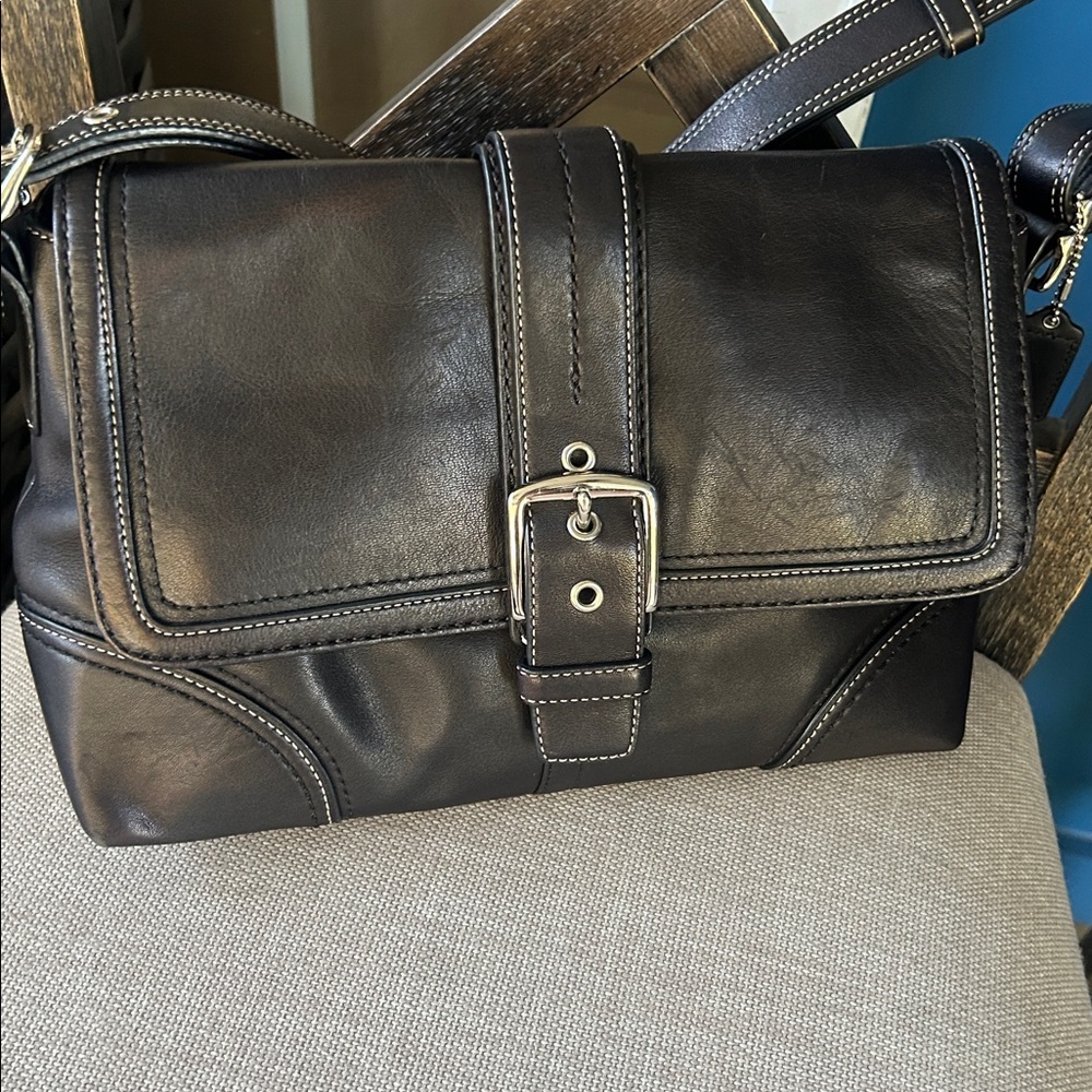 Coach Hampton elegant black leather buckle bag y2k F1260 hobo - Picture 15 of 15